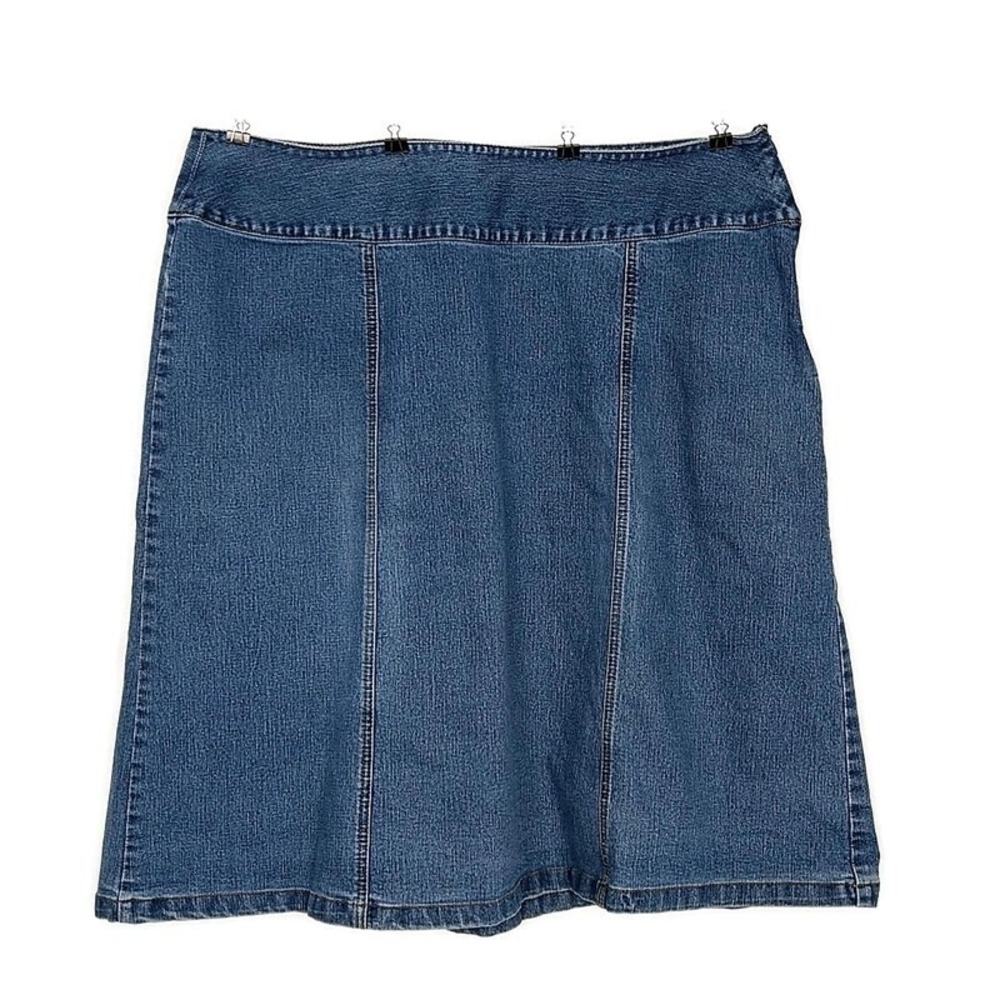 Beliza Skirt Blue Denim Med Wash Faded Knee Length Flare Zip Closure Plus sz 20W